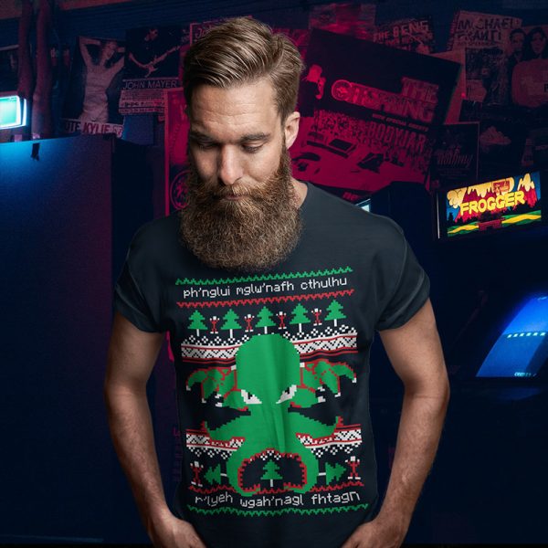 HP Lovecraft Cthulhu Ugly Christmas Sweater Tee